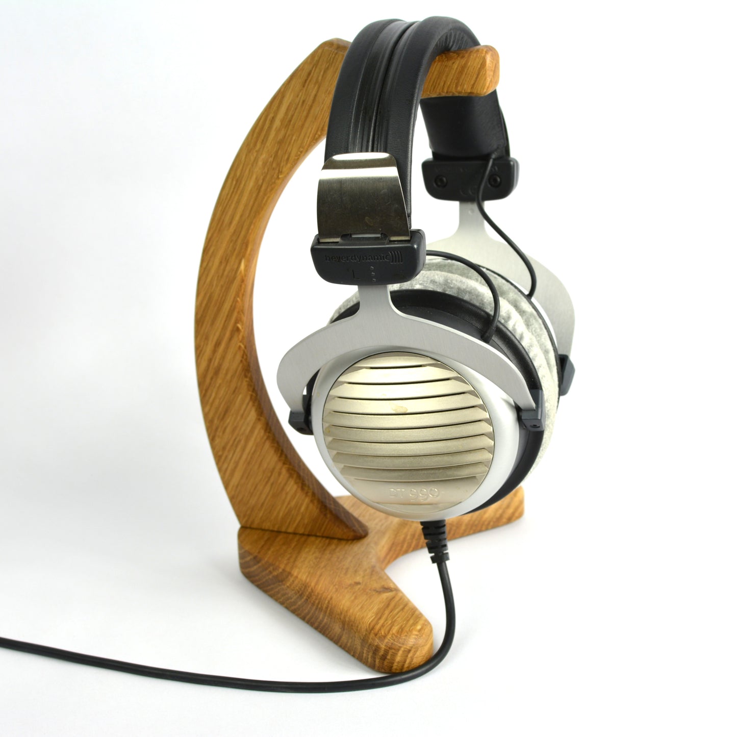 White Oak headset hanger stand on white background