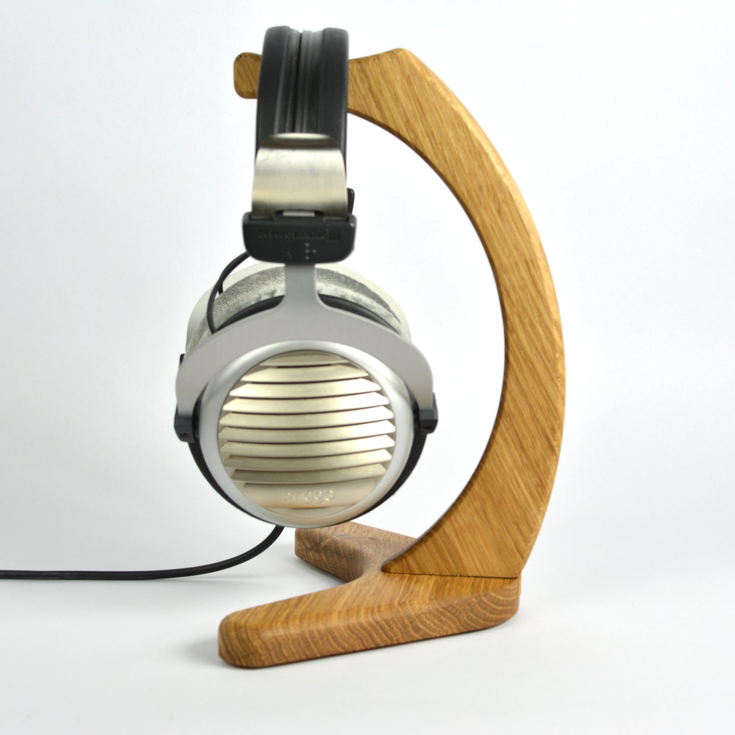 White Oak headset hanger stand on white background