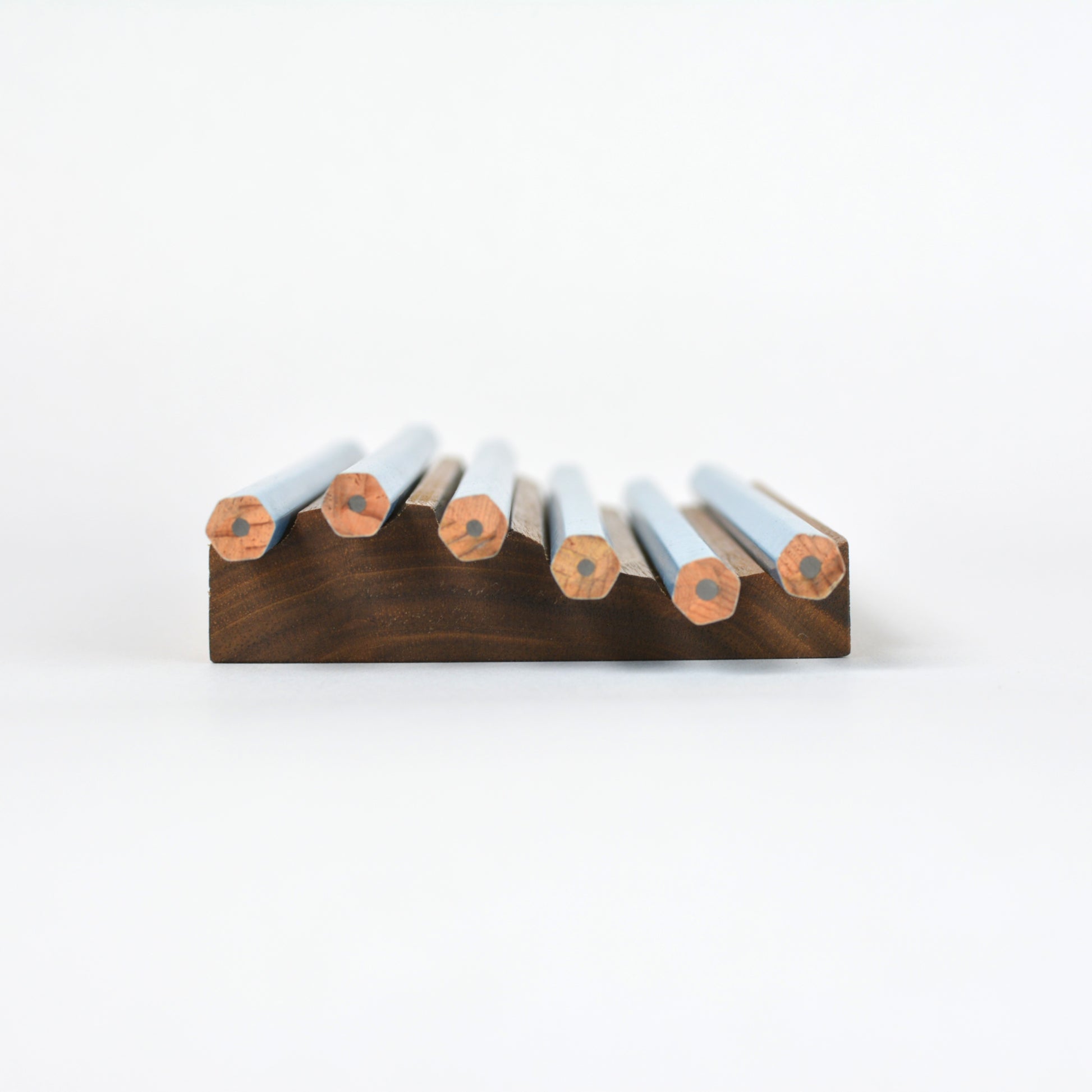 Walnut - wave pencil tray side profile