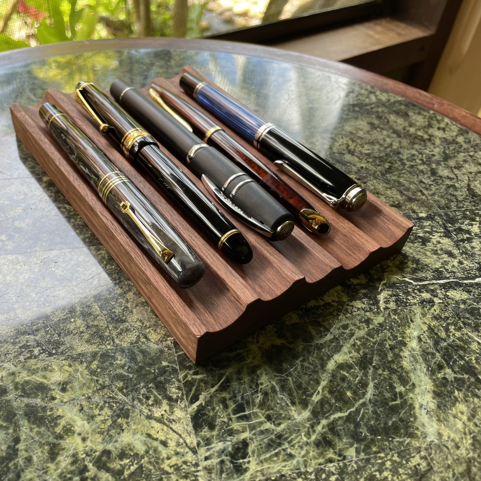 walnut fountain pen tray