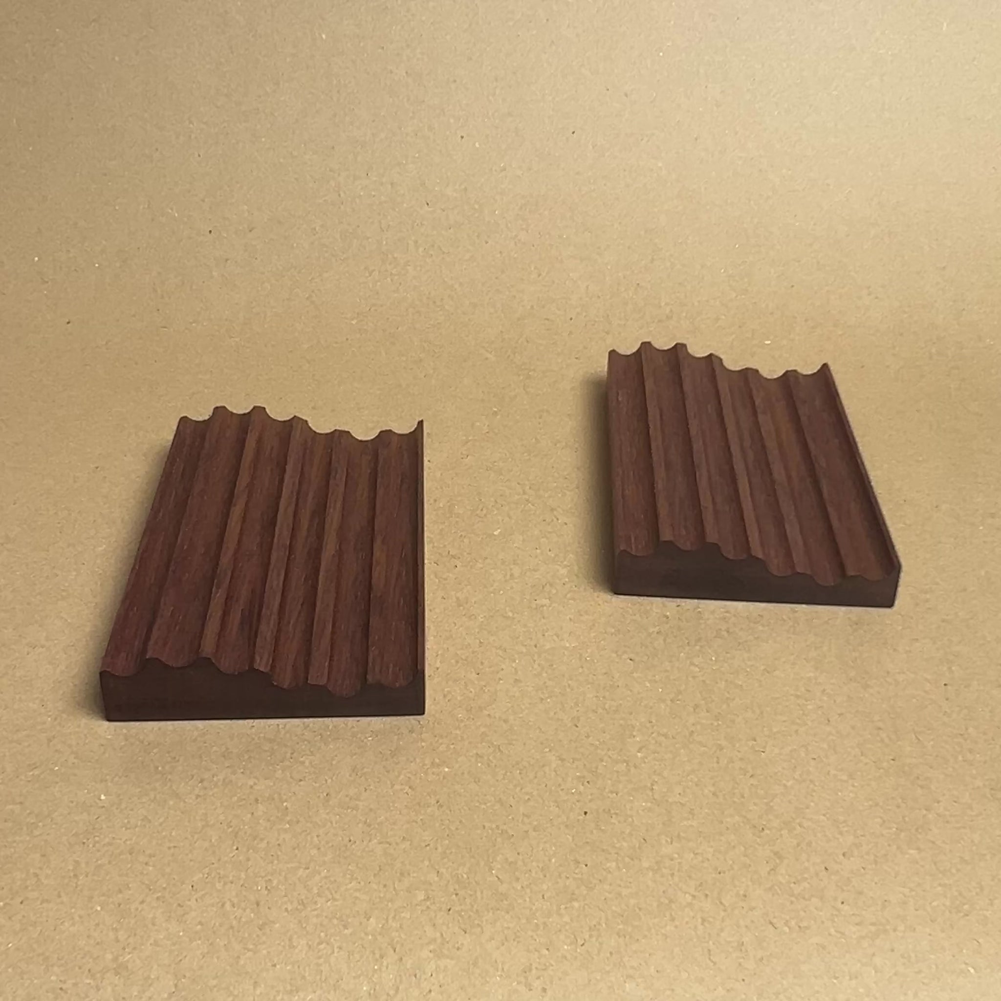 Modular Sapele wood pencil tray with sine wave design for art tools, organizing pens, pencils.